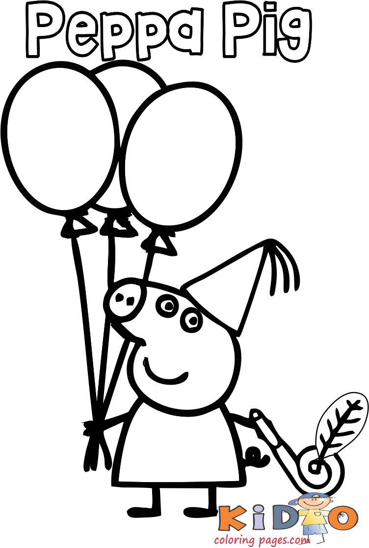 peppa pig happy birthday coloring pages for kids