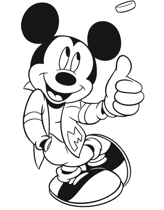 Mickey playing coin coloring page