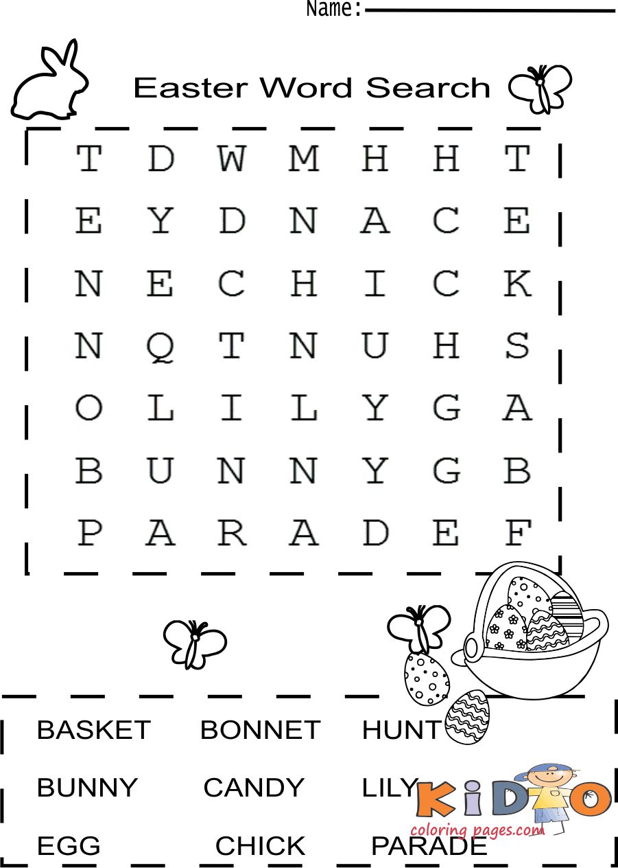 Easter Word Search kids Print out