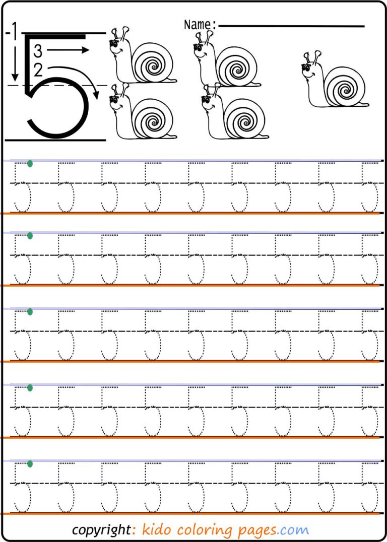 Number 5 Tracing Worksheets For Kindergarten