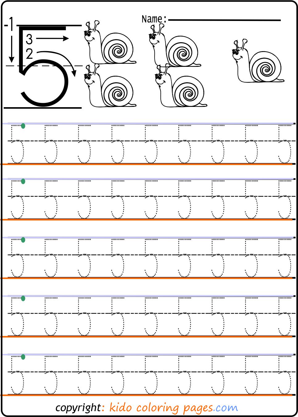 Number Tracing Worksheets 3 For Kindergarten Kids Coloring Pages