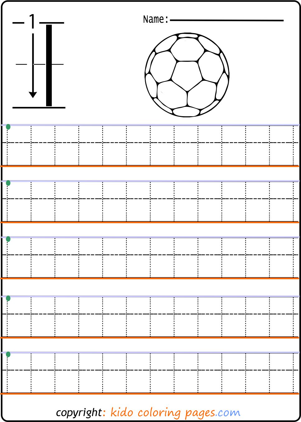 Number Tracing Worksheets 1 number print out - Kids Coloring Pages