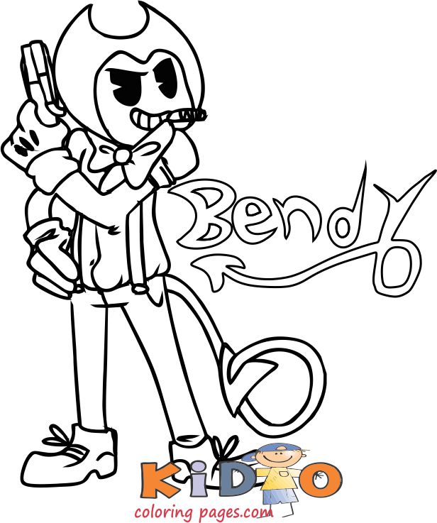 Bendy With A Gun Ink Machine Coloring Pages Print Out