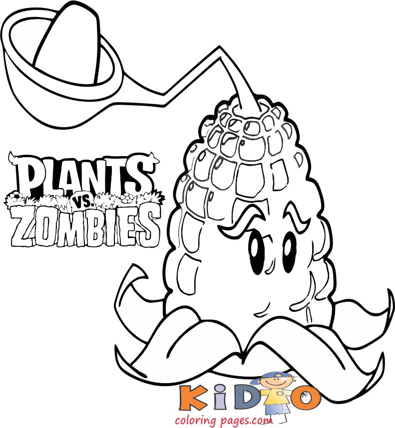 Plant vs Zombie coloring in page printable - Kids Coloring Pages