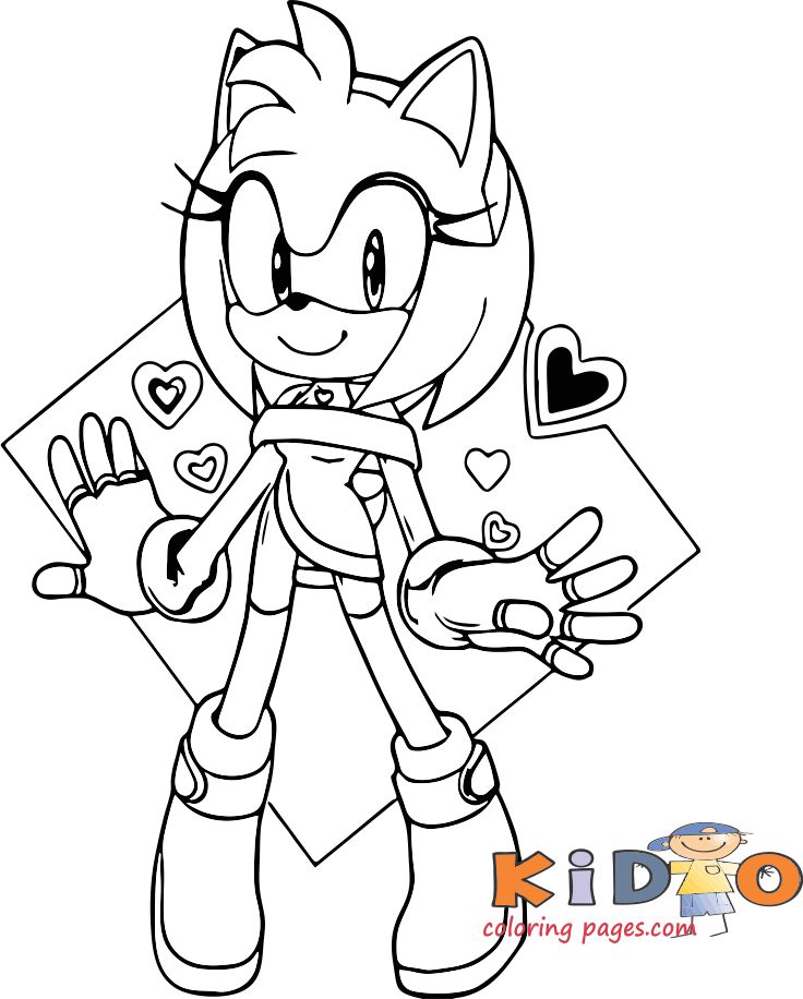 sonic amy rose colouring pages printable free  kids