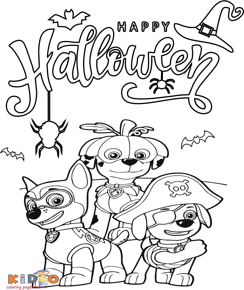 Paw patrol halloween coloring pages to print - Kids Coloring Pages